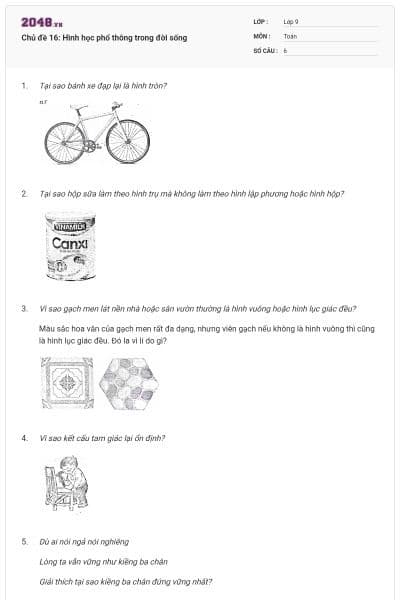 Chủ đề 16: Hình học phổ thông trong đời sống