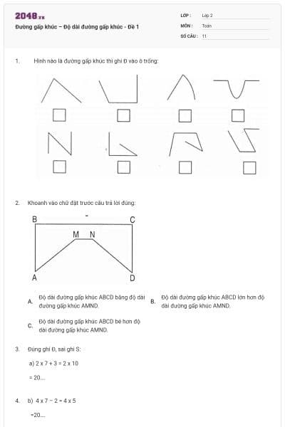 Đường gấp khúc – Độ dài đường gấp khúc - Đề 1