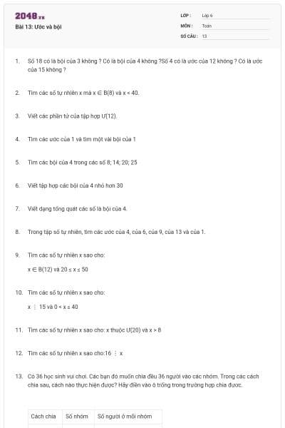 Bài 13: Ước và bội