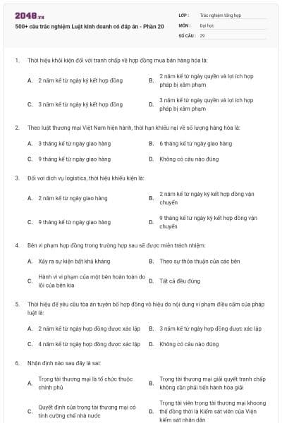 500+ câu trắc nghiệm Luật kinh doanh có đáp án - Phần 20