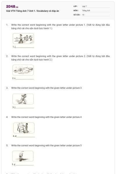 Giải VTH Tiếng Anh 7 Unit 1. Vocabulary có đáp án