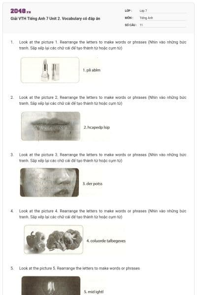 Giải VTH Tiếng Anh 7 Unit 2. Vocabulary có đáp án