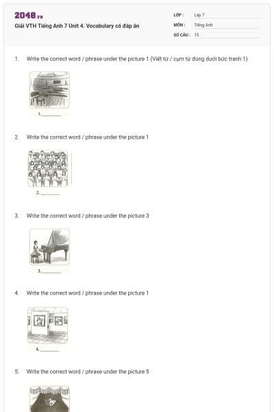 Giải VTH Tiếng Anh 7 Unit 4. Vocabulary có đáp án