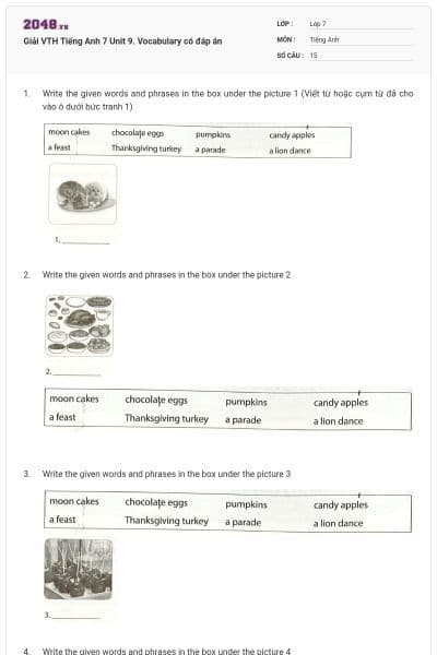 Giải VTH Tiếng Anh 7 Unit 9. Vocabulary có đáp án