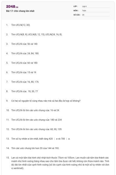 Bài 17: Ước chung lớn nhất