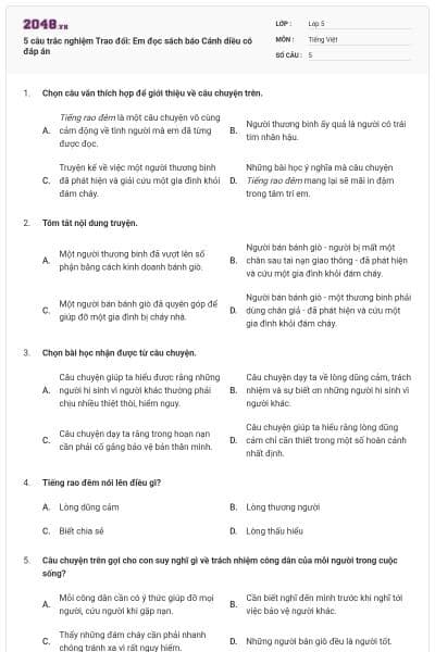 5 câu trắc nghiệm Trao đổi: Em đọc sách báo Cánh diều có đáp án