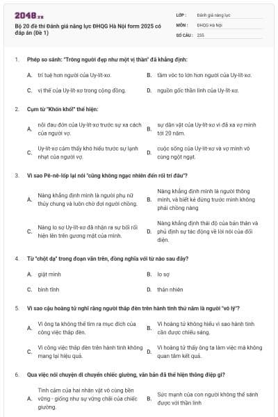 Bộ 20 đề thi Đánh giá năng lực ĐHQG Hà Nội form 2025 có đáp án (Đề 1)