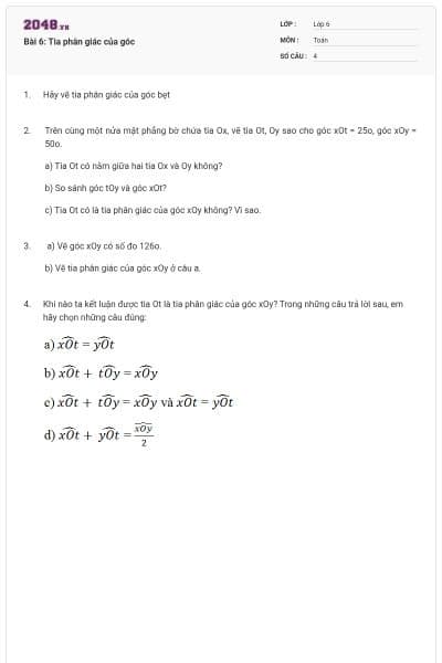 Bài 6: Tia phân giác của góc