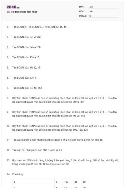 Bài 18: Bội chung nhỏ nhất