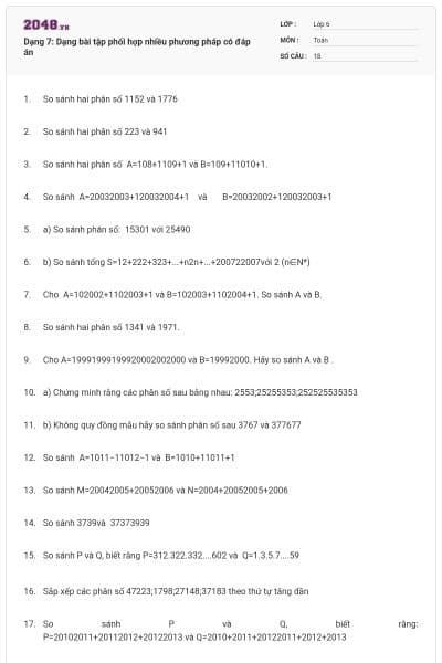 Dạng 7: Dạng bài tập phối hợp nhiều phương pháp có đáp án