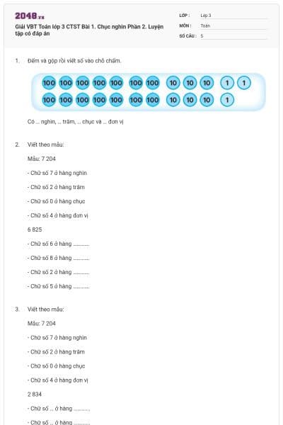 Giải VBT Toán lớp 3 CTST Bài 1. Chục nghìn Phần 2. Luyện tập có đáp án