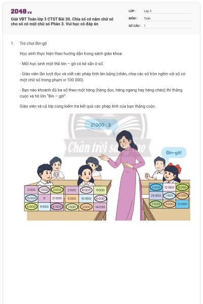 Giải VBT Toán lớp 3 CTST Bài 30. Chia số có năm chữ số cho số có một chữ số Phần 3. Vui học có đáp án