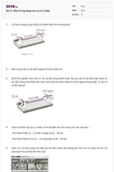 Bài 21: Một số ứng dụng của sự nở vì nhiệt