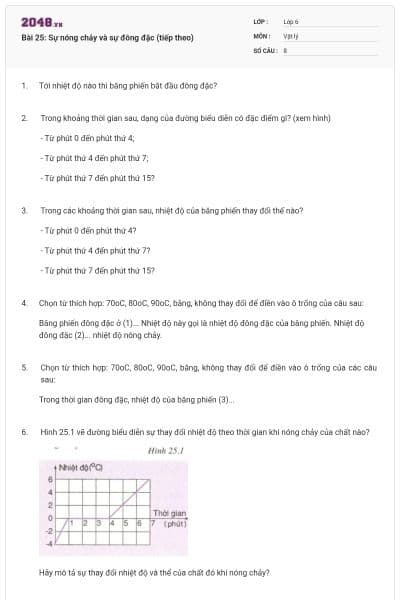 Bài 25: Sự nóng chảy và sự đông đặc (tiếp theo)