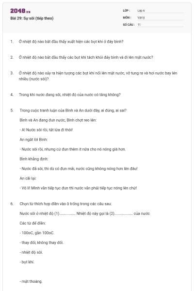 Bài 29: Sự sôi (tiếp theo)