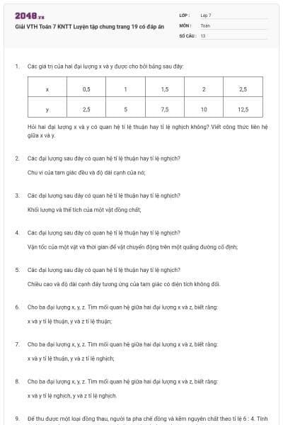 Giải VTH Toán 7 KNTT Luyện tập chung trang 19 có đáp án