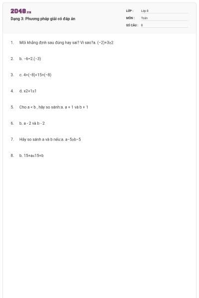 Dạng 3: Phương pháp giải có đáp án