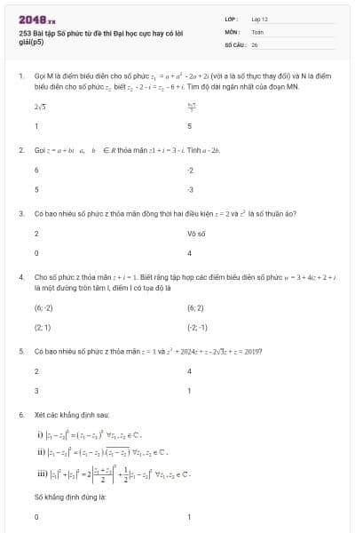 253 Bài tập Số phức từ đề thi Đại học cực hay có lời giải(p5)