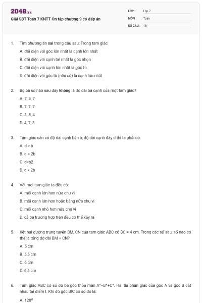 Giải SBT Toán 7 KNTT Ôn tập chương 9 có đáp án