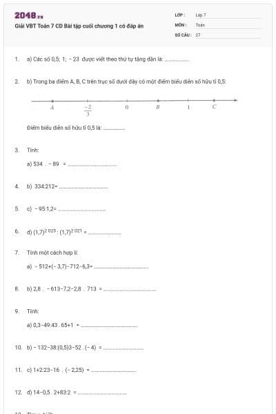 Giải VBT Toán 7 CD Bài tập cuối chương 1 có đáp án