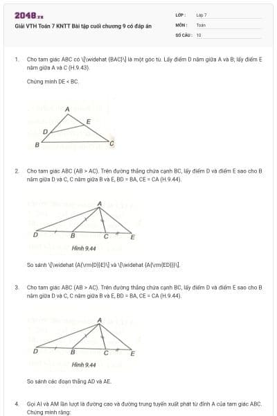 Giải VTH Toán 7 KNTT Bài tập cuối chương 9 có đáp án