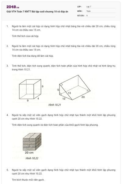 Giải VTH Toán 7 KNTT Bài tập cuối chương 10 có đáp án