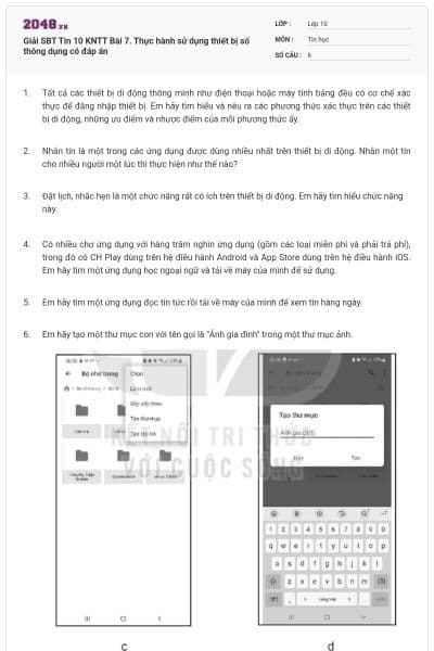 Giải SBT Tin 10 KNTT Bài 7. Thực hành sử dụng thiết bị số thông dụng có đáp án