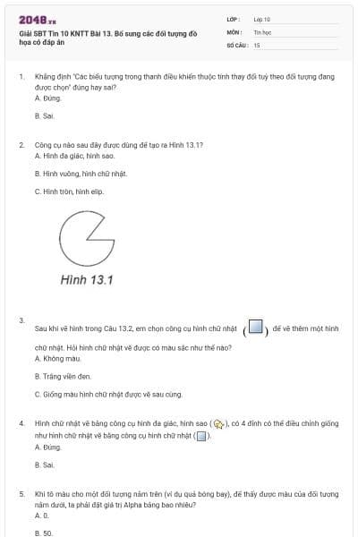 Giải SBT Tin 10 KNTT Bài 13. Bổ sung các đối tượng đồ họa có đáp án