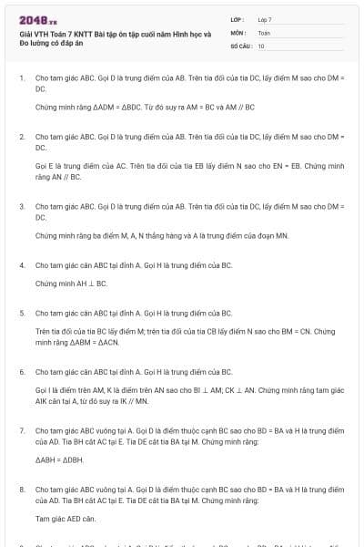 Giải VTH Toán 7 KNTT Bài tập ôn tập cuối năm Hình học và Đo lường có đáp án