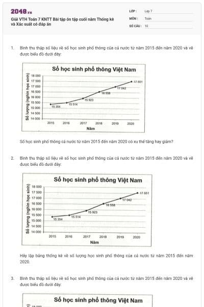 Giải VTH Toán 7 KNTT Bài tập ôn tập cuối năm Thống kê và Xác suất có đáp án