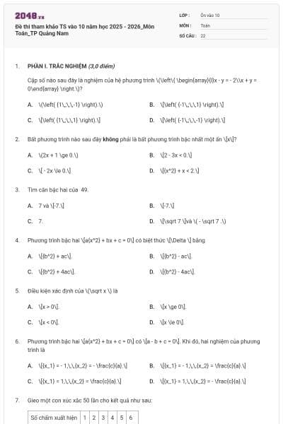 Đề thi tham khảo TS vào 10 năm học 2025 - 2026_Môn Toán_TP Quảng Nam