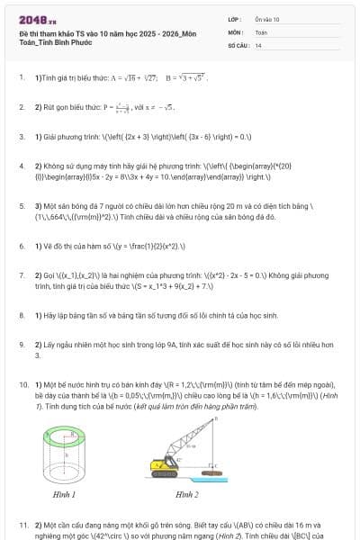 Đề thi tham khảo TS vào 10 năm học 2025 - 2026_Môn Toán_Tỉnh Bình Phước