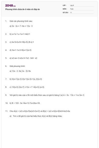 Phương trình chứa ẩn ở mẫu có đáp án