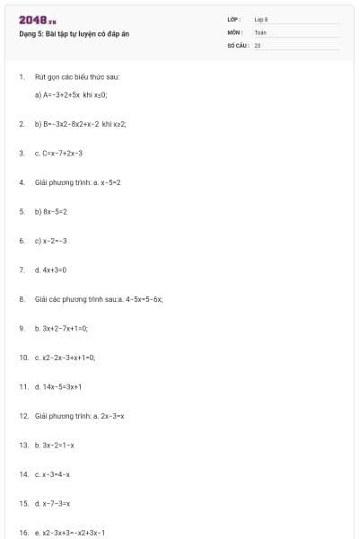 Dạng 5: Bài tập tự luyện có đáp án