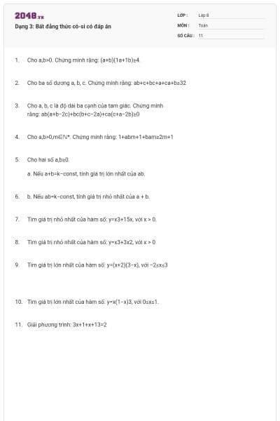 Dạng 3: Bất đẳng thức cô-si có đáp án