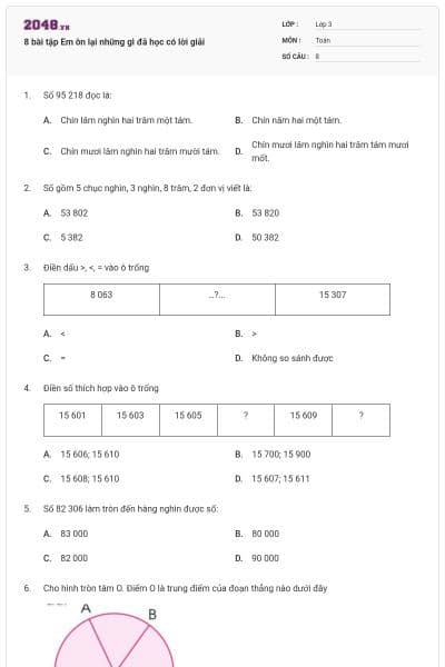 8 bài tập Em ôn lại những gì đã học có lời giải