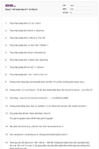 Dạng 1: bài luyện tập số 1 có đáp án