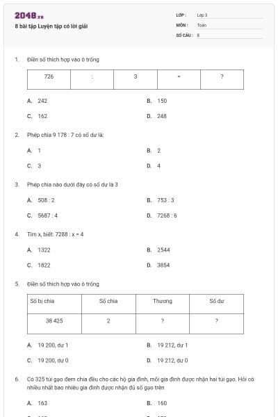 8 bài tập Luyện tập có lời giải