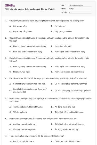 100+ câu trắc nghiệm Quân sự chung có đáp án - Phần 5