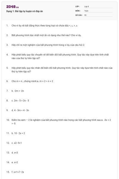 Dạng 1: Bài tập tự luyện có đáp án