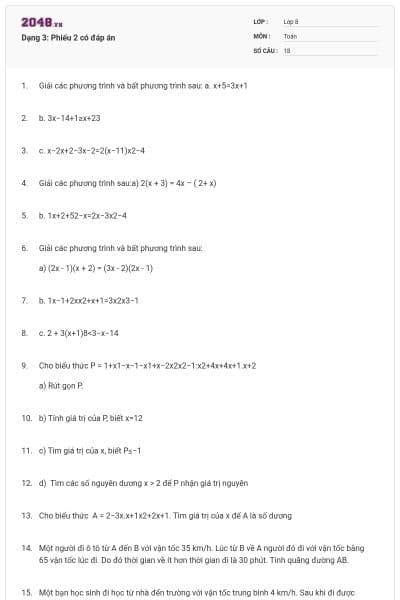 Dạng 3: Phiếu 2 có đáp án