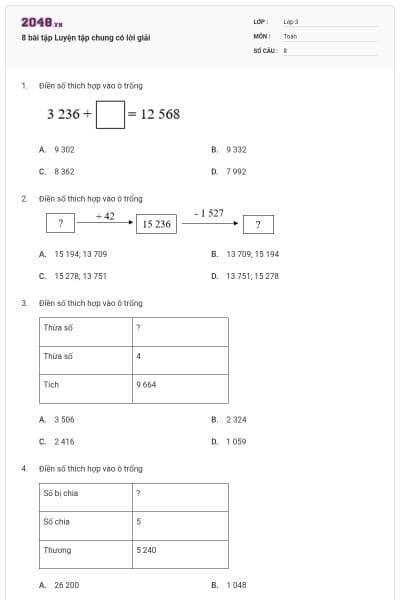 8 bài tập Luyện tập chung có lời giải