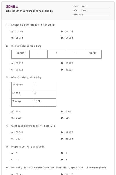 8 bài tập Em ôn lại những gì đã học có lời giải