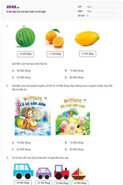 8 bài tập Em vui học toán có lời giải