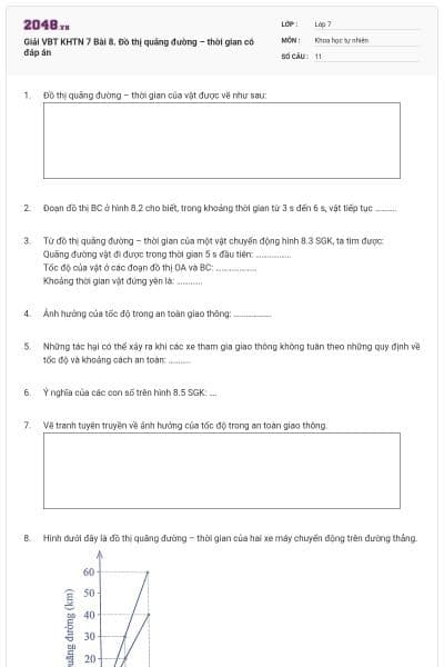 Giải VBT KHTN 7 Bài 8. Đồ thị quãng đường – thời gian có đáp án