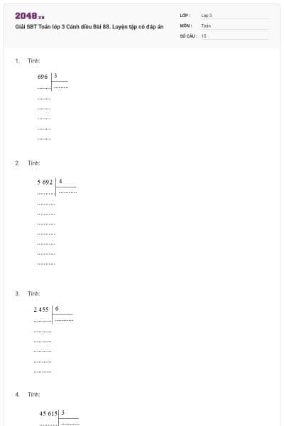 Giải SBT Toán lớp 3 Cánh diều Bài 88. Luyện tập có đáp án