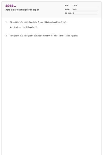 Dạng 3: Bài toán nâng cao có đáp án