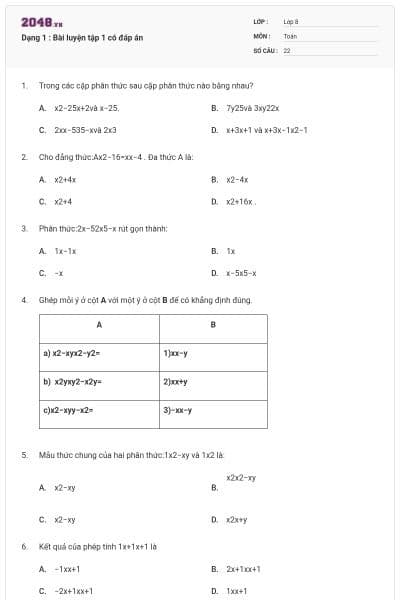 Dạng 1 : Bài luyện tập 1 có đáp án