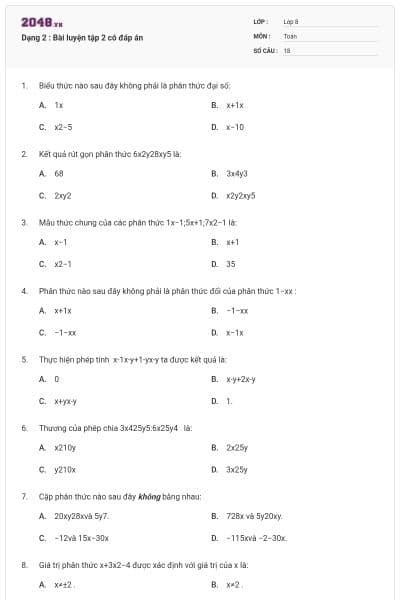 Dạng 2 : Bài luyện tập 2 có đáp án
