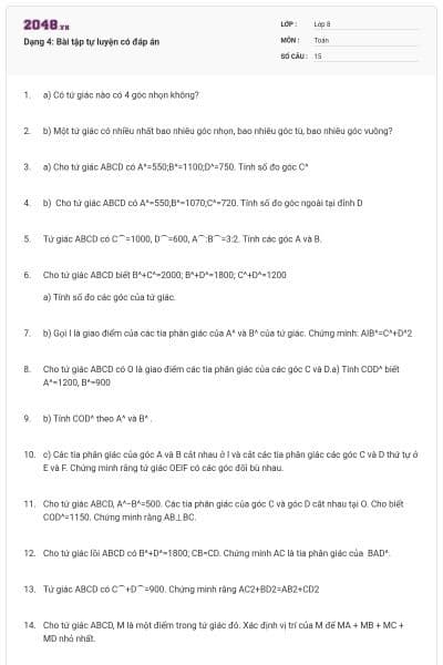 Dạng 4: Bài tập tự luyện có đáp án